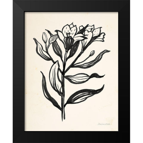 Ink Flower I Cream Black Modern Wood Framed Art Print by Miller, Sara Zieve