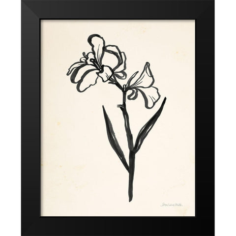 Ink Flower II Cream Black Modern Wood Framed Art Print by Miller, Sara Zieve