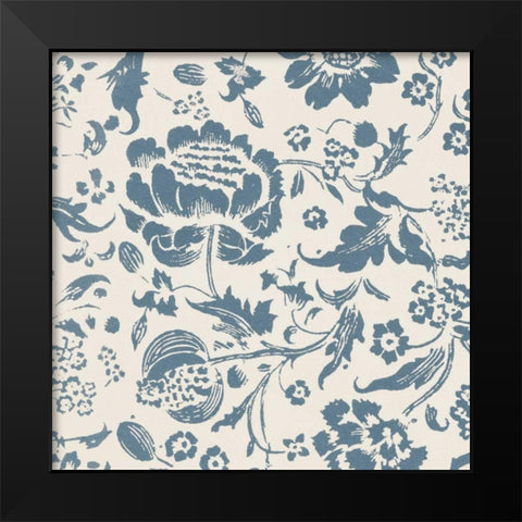 Floral Toile I Black Modern Wood Framed Art Print by Wild Apple Portfolio