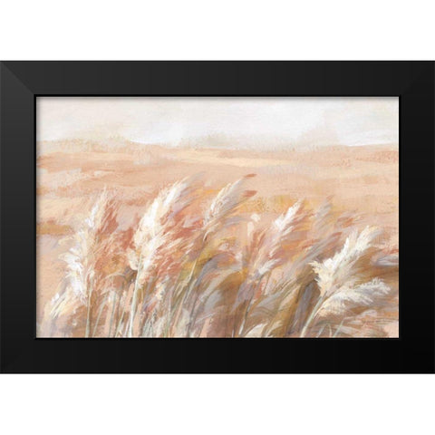 Terracotta Prairie Grasses Black Modern Wood Framed Art Print by Nai, Danhui