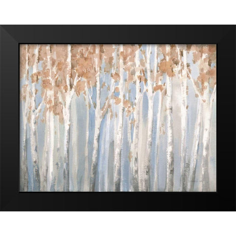 Fall Birches Black Modern Wood Framed Art Print by Nai, Danhui