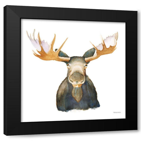 Moose Black Modern Wood Framed Art Print by Ferguson, Kathy