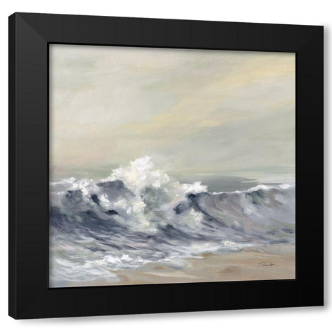 Splashing Wave Black Modern Wood Framed Art Print with Double Matting by Vassileva, Silvia