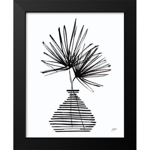 Fan Leaves Still Life Black Black Modern Wood Framed Art Print by Panganiban, Karyn