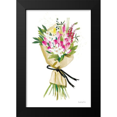 Spring Bouquet Black Modern Wood Framed Art Print by Charro, Mercedes Lopez