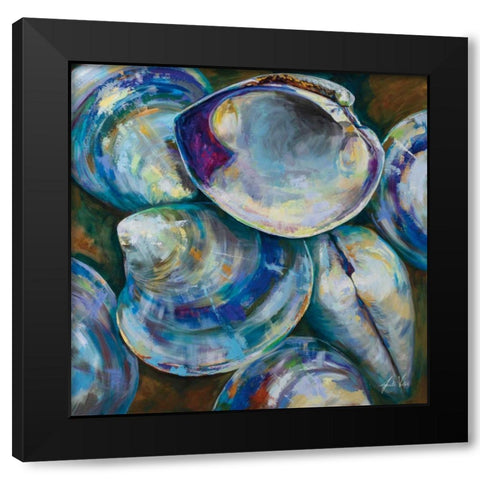 Shell Shuffle Black Modern Wood Framed Art Print by Vertentes, Jeanette