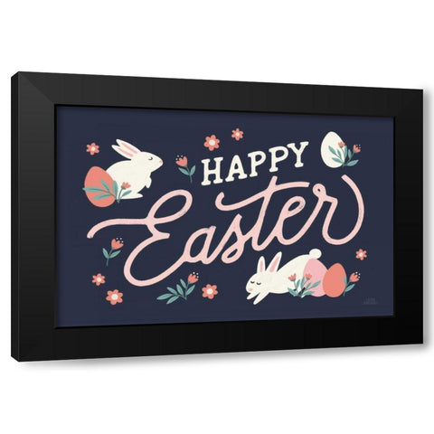 Bunny Kisses I Black Modern Wood Framed Art Print with Double Matting by Marshall, Laura