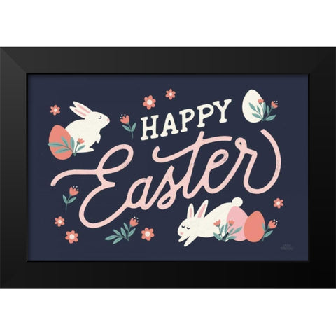 Bunny Kisses I Black Modern Wood Framed Art Print by Marshall, Laura