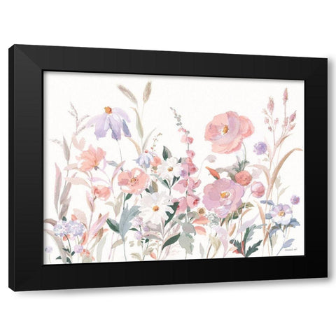 Boho Wildflowers Black Modern Wood Framed Art Print with Double Matting by Nai, Danhui