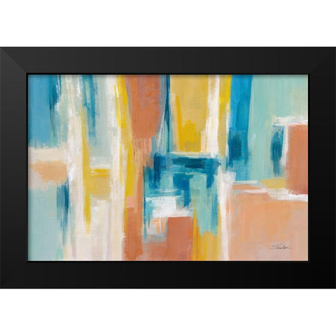 90s Color Blocks Black Modern Wood Framed Art Print by Vassileva, Silvia