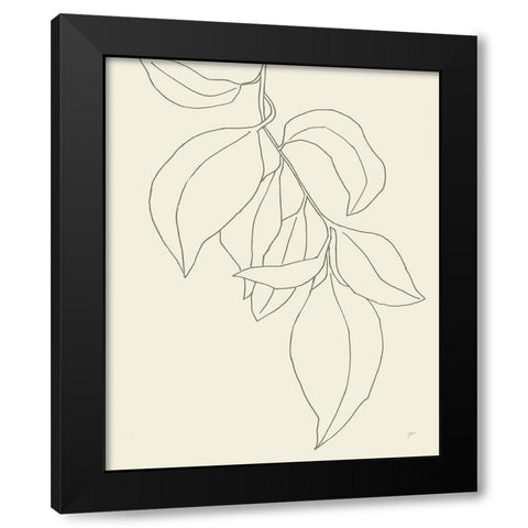 Line Leaves I Oasis Black Modern Wood Framed Art Print by Panganiban, Karyn