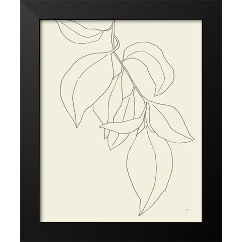 Line Leaves I Oasis Black Modern Wood Framed Art Print by Panganiban, Karyn