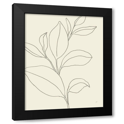 Line Leaves II Oasis Black Modern Wood Framed Art Print with Double Matting by Panganiban, Karyn