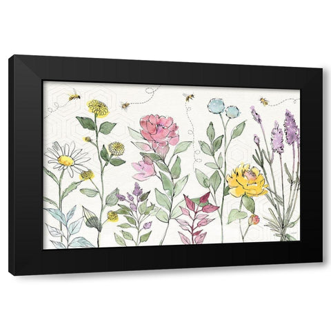 Honeybee Blossoms I Black Modern Wood Framed Art Print by Tavoletti, Anne