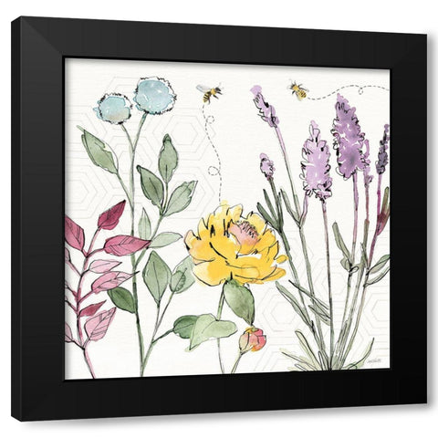 Honeybee Blossoms II Black Modern Wood Framed Art Print with Double Matting by Tavoletti, Anne