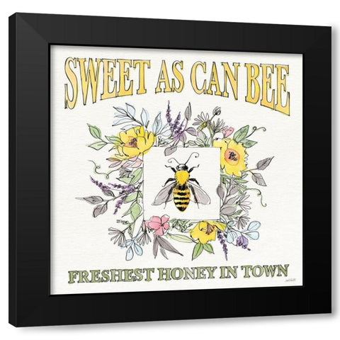 Honeybee Blossoms IV Black Modern Wood Framed Art Print by Tavoletti, Anne