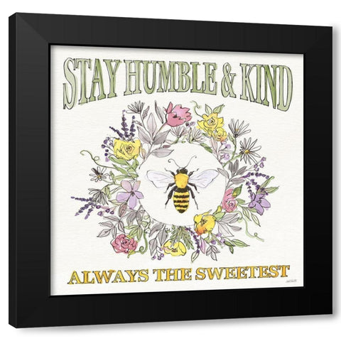 Honeybee Blossoms V Black Modern Wood Framed Art Print with Double Matting by Tavoletti, Anne