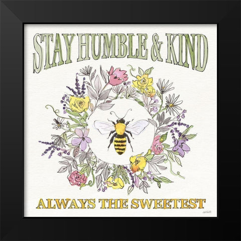 Honeybee Blossoms V Black Modern Wood Framed Art Print by Tavoletti, Anne