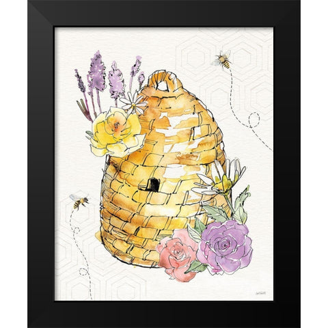 Honeybee Blossoms VII Black Modern Wood Framed Art Print by Tavoletti, Anne