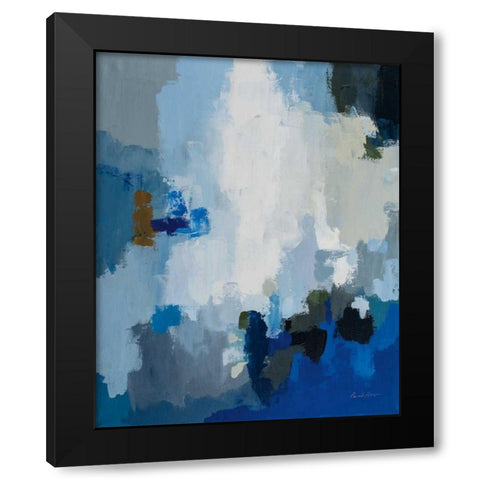 Blue Cascade Black Modern Wood Framed Art Print by Munger, Pamela