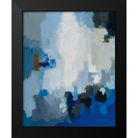 Blue Cascade Black Modern Wood Framed Art Print by Munger, Pamela
