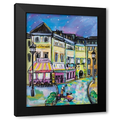 Paris Evening I Black Modern Wood Framed Art Print with Double Matting by Vertentes, Jeanette
