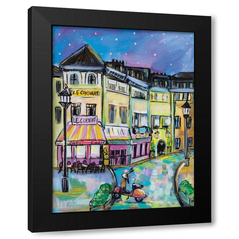 Paris Evening I Black Modern Wood Framed Art Print by Vertentes, Jeanette