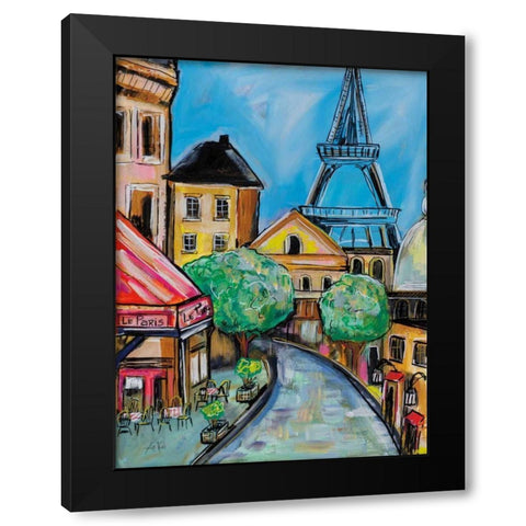 Paris Evening II Black Modern Wood Framed Art Print with Double Matting by Vertentes, Jeanette