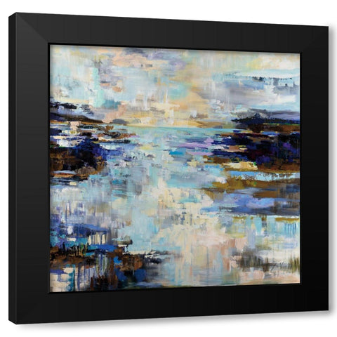 Abstract Morning Black Modern Wood Framed Art Print with Double Matting by Vertentes, Jeanette