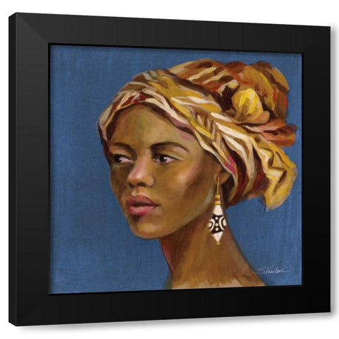 African Beauty II Blue Black Modern Wood Framed Art Print by Vassileva, Silvia
