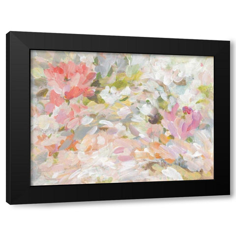 Petal Confetti Black Modern Wood Framed Art Print with Double Matting by Nai, Danhui