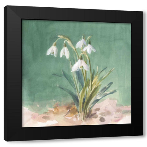 Soft Dewdrops Black Modern Wood Framed Art Print with Double Matting by Nai, Danhui