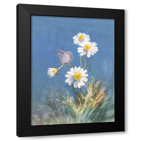 White Daisies Black Modern Wood Framed Art Print with Double Matting by Nai, Danhui