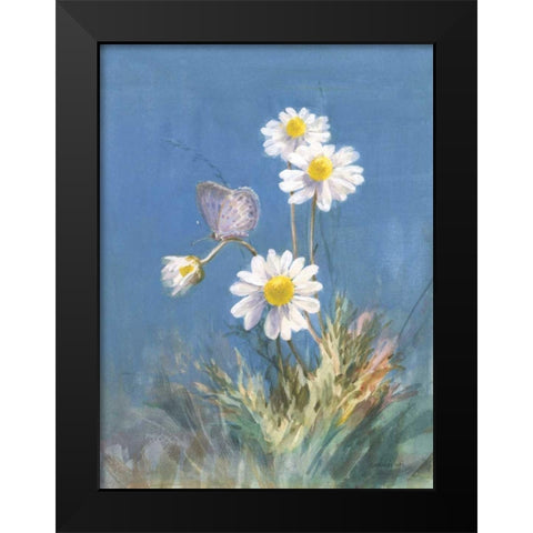 White Daisies Black Modern Wood Framed Art Print by Nai, Danhui