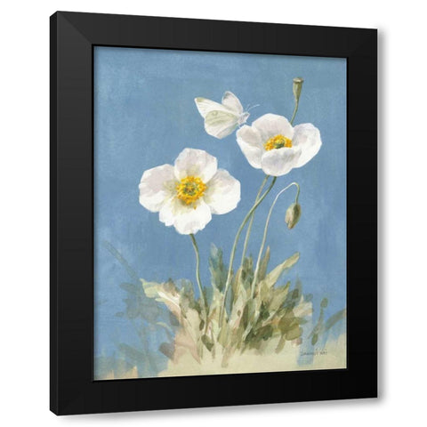 White Poppies I Black Modern Wood Framed Art Print with Double Matting by Nai, Danhui