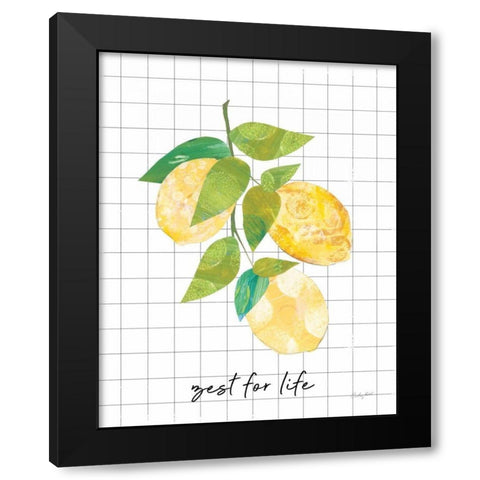 Summer Lemons Sentiment I Black Modern Wood Framed Art Print with Double Matting by Prahl, Courtney