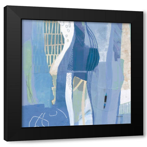 Abstract Layers I Blue Black Modern Wood Framed Art Print by Ferguson, Kathy