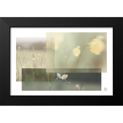 Wildflower Collage Black Modern Wood Framed Art Print by Larson, Nathan
