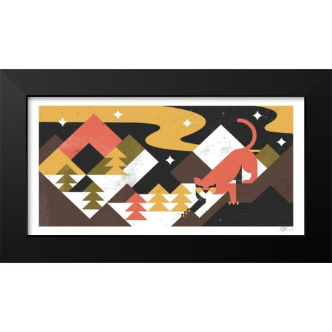 Mountain Lion Black Modern Wood Framed Art Print by Paterson, Robert John