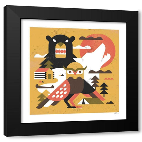 Owl Lake Black Modern Wood Framed Art Print by Paterson, Robert John