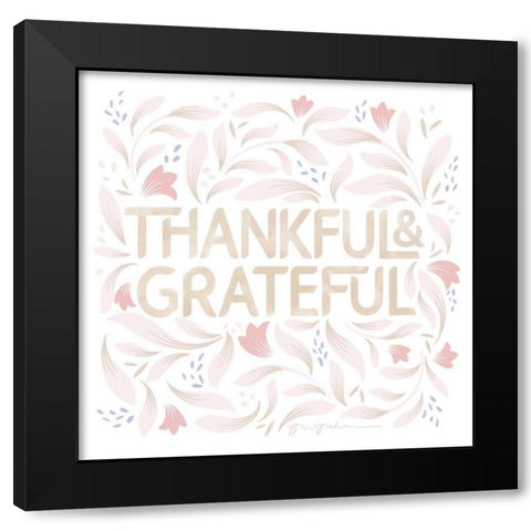 Calm Words I Thankful Blush Black Modern Wood Framed Art Print with Double Matting by Graham, Gia