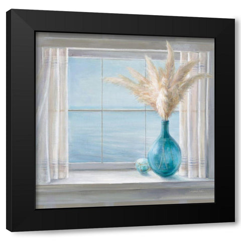 Seaside Cottage View Black Modern Wood Framed Art Print with Double Matting by Nai, Danhui