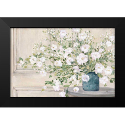 White Bouquet Black Modern Wood Framed Art Print by Purinton, Julia