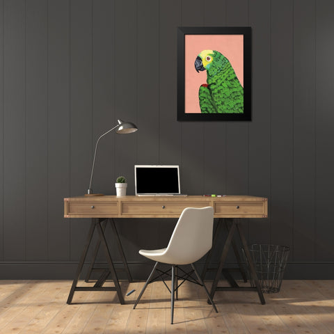 Parrot Head Black Modern Wood Framed Art Print by Munger, Pamela
