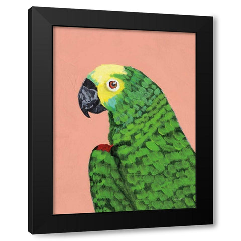 Parrot Head Black Modern Wood Framed Art Print by Munger, Pamela