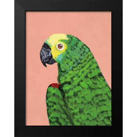 Parrot Head Black Modern Wood Framed Art Print by Munger, Pamela