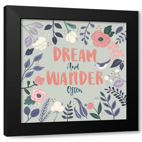 Wildflower Daydreams I Bird Dream Black Modern Wood Framed Art Print with Double Matting by Marshall, Laura