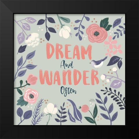 Wildflower Daydreams I Bird Dream Black Modern Wood Framed Art Print by Marshall, Laura
