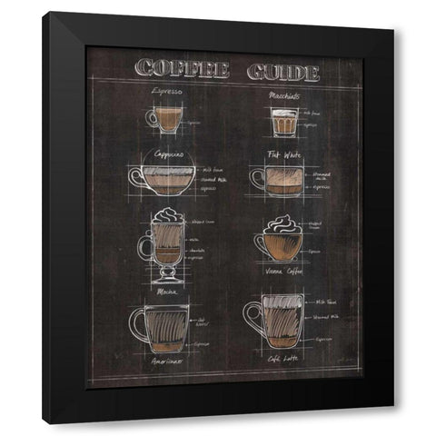 Coffee Guide II Black Modern Wood Framed Art Print with Double Matting by Penner, Janelle
