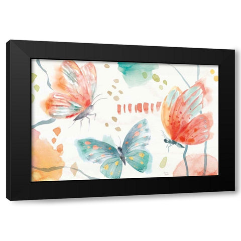 Winged Whisper I Black Modern Wood Framed Art Print by June, Dina